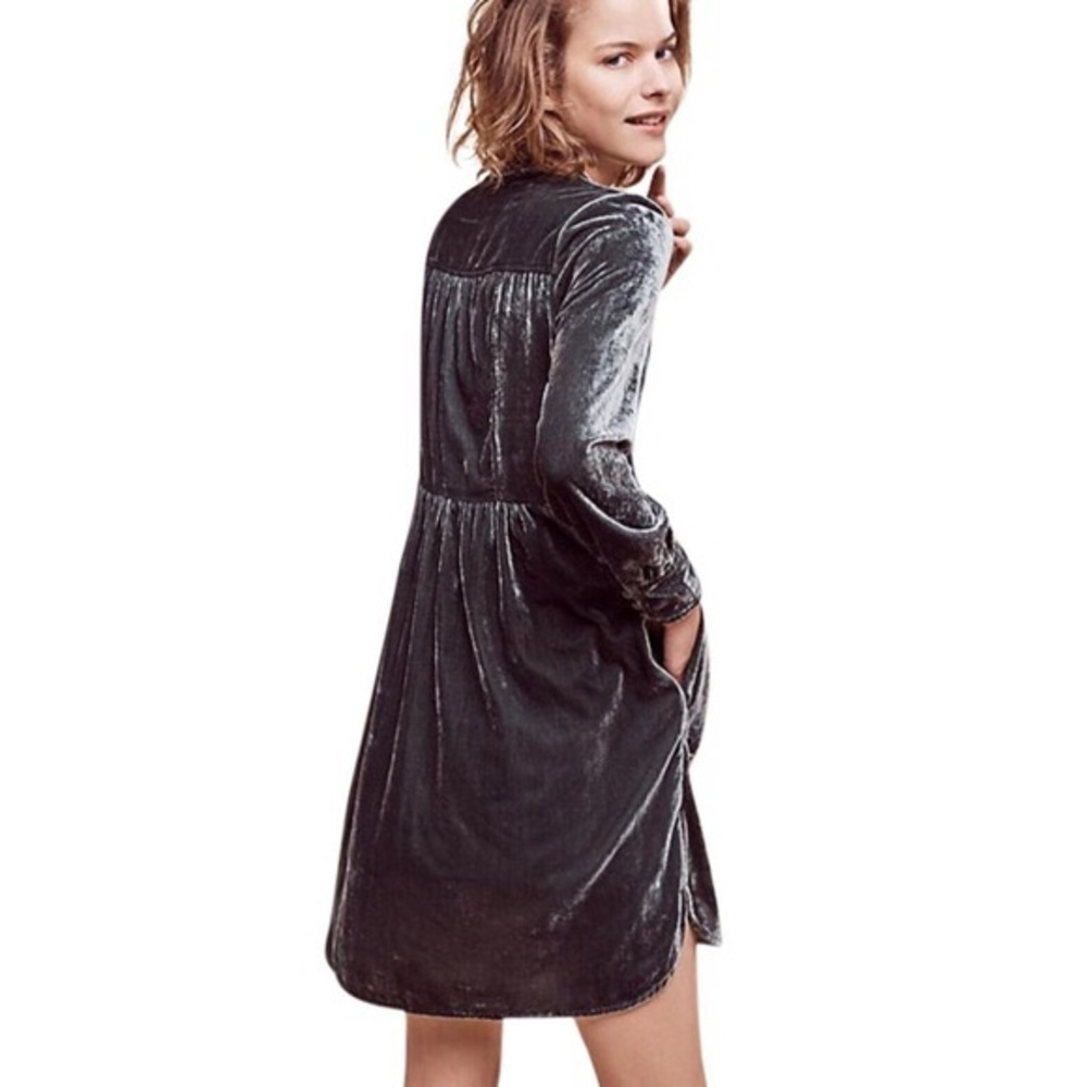 Anthropologie Holding Horses Velvet Shirtdress